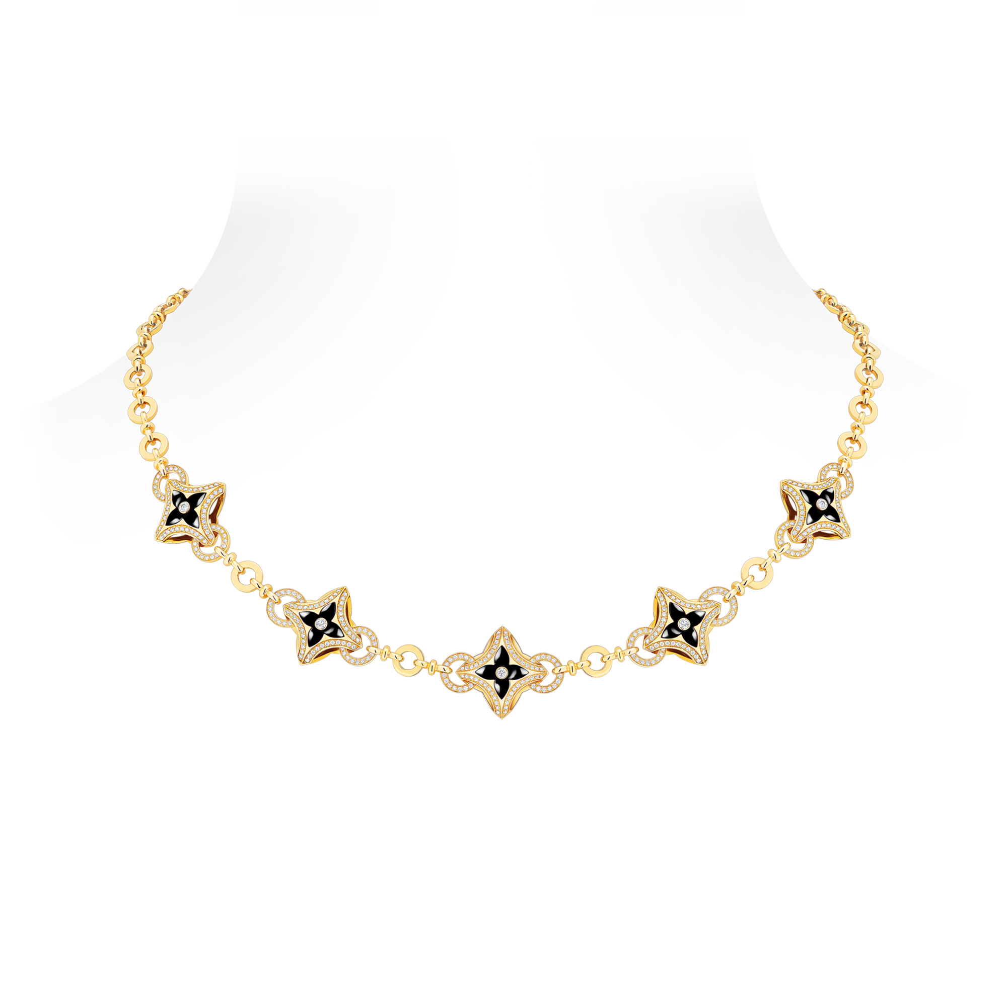 Ever Blossom Necklace, Yellow Gold, Onyx & Diamonds - Categories